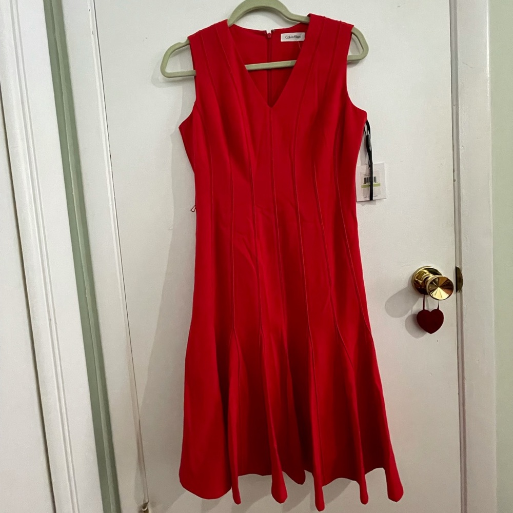 Calvin Klein Red Dress Size 4 New